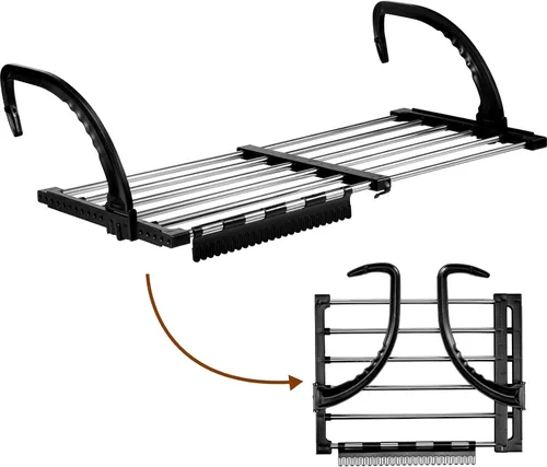Miniatura 2 de Estante de secado de ropa portátil para balcón, barandillas plegables de 29 x 13 pulgadas, alféizar de ventana, radiador retráctil, toallero