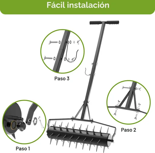 Miniatura 3 de Seeutek Aireador de césped rodante de 23 pulgadas – Aireador de alta resistencia mejorado para césped con 3 asas de altura ajustable, herramienta
