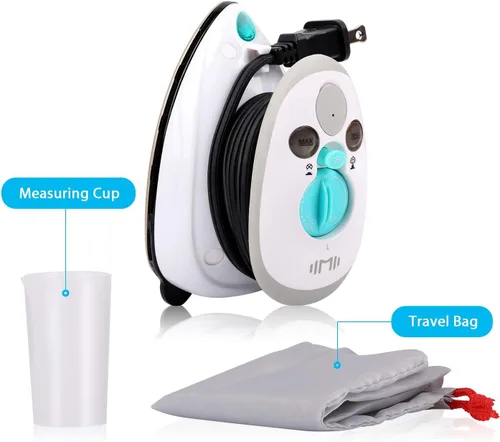Miniatura 7 de IIMII Mini plancha de vapor de viaje, potencia de doble voltaje de 420 W, calentamiento rápido, potente vapor, suela antiadherente y diseño