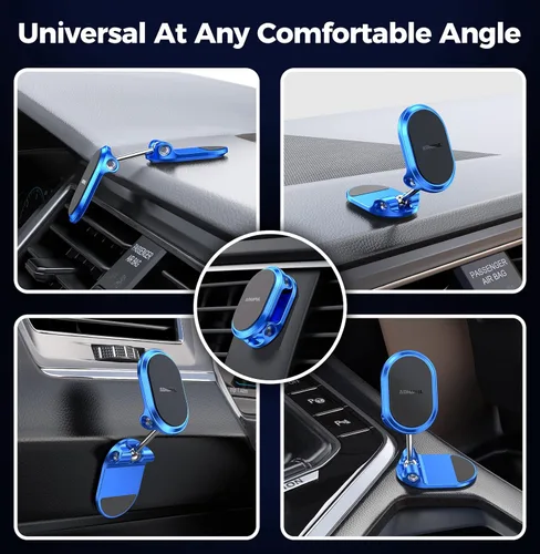 Miniatura 2 de Soporte magnético para teléfono de metal para automóvil, multifuncional, 6 imanes, soporte de teléfono celular, doble rotación de 360°, soporte