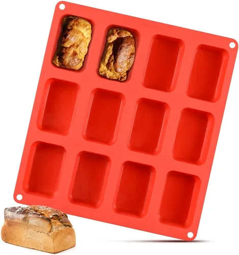 Miniatura 8 de CAKETIME - Mini molde para pan, mini moldes de silicona para pan, 12 tazas para hornear mini pan, brownie, pan de maíz, tarta de queso, jabón