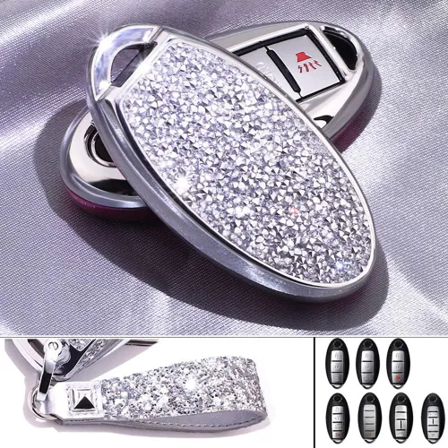 Royalfox (TM) 3 4 5 6 botones 3D Bling entrada remoto inteligente llavero funda para Nissan Murano Pathfinder Titan Maxima Sylphy Lannia Livina