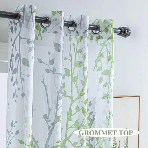 Miniatura 2 de Luvyohmee - Cortinas blancas y grises de 63 pulgadas de largo, 2 paneles, cortinas semi transparentes para ventanas para sala de estar/dormitorio