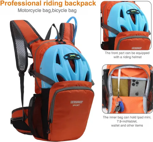 Miniatura 3 de Mochila de senderismo impermeable para ciclismo, 15L, ligera, duradera, para esquí, snowboard, correr, ciclismo MTB Naranja
