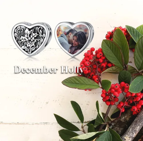 Miniatura 5 de PEIMKO Dije personalizado de plata de ley con diseño de corazón de flor de nacimiento y corazón de flor de nacimiento pulsera de serpiente regalo