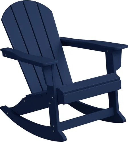Miniatura 212 de WestinTrends Silla mecedora Malibu de poliéster para exterior/patio Adirondack, Negra