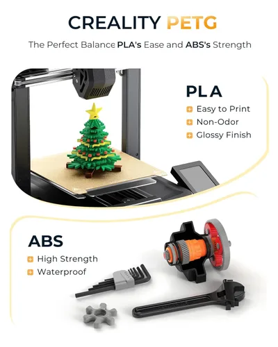 Miniatura 2 de Filamento PETG oficial para impresora 3D Creality de 0.069 in, 2.2 lbs, alta precisión, fuerte dureza, inodoro, mejor flujo, impresión 3D a prueba