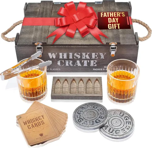 Royal Reserve - Juego de regalo de piedras de whisky Bullet | Vasos de bourbon hechos a mano, posavasos, caja – Regalos de whisky para hombres,