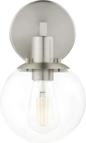 Miniatura 6 de Linea di Liara Aplique de pared de níquel cepillado con forma de globo de cristal, apliques de pared modernos de mediados de siglo, apliques