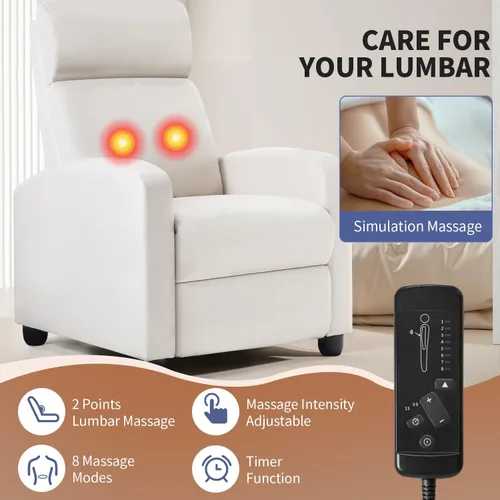 Miniatura 6 de PayLessHere Silla Reclinable Individual Sofá Reclinable Asiento de Cine en Casa con Soporte Lumbar y Respaldo Acolchado para Sala de Estar