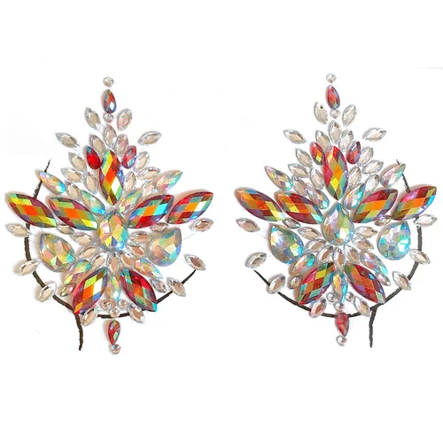 Miniatura 6 de 1 unids Mama Joya Decoración Rhinestone Pecho Pegatina Temporal Tatuaje Cuerpo Pegatinas Flash Mama Diamante Adhesivo Pegatinas para Mujer Festival
