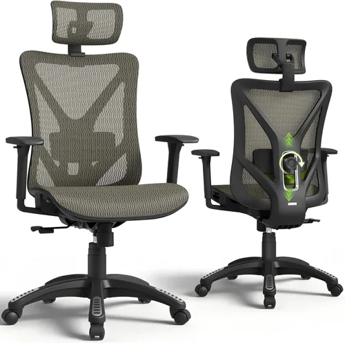Miniatura 12 de ELABEST Silla de oficina de malla, silla de escritorio ergonómica para computadora, silla de tarea resistente - Soporte lumbar y reposabrazos