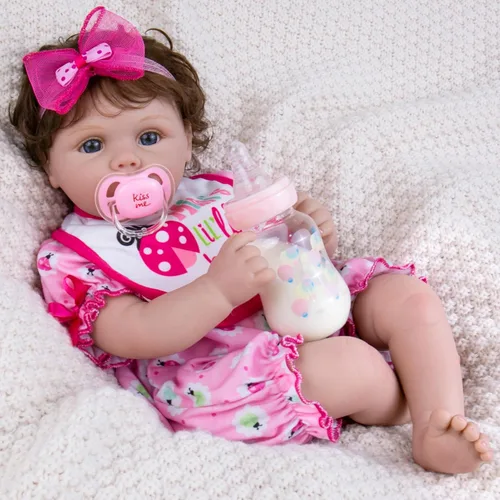 Miniatura 3 de Aori Muñecas de bebé Reborn realistas, cuerpo de tela ponderada realista de 22 pulgadas con extremidades de vinilo suave de 3/4, muñeca recién