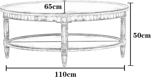 Miniatura 2 de Mesa de té para sala de estar, mesas de café ovaladas para sala de estar, mesa de centro de 43.3/47.2/51.1 pulgadas con parte superior de espejo