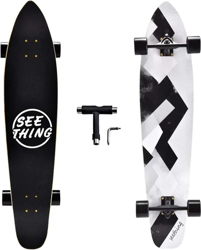 Miniatura 9 de Patineta de 42 pulgadas de largo completo Cruiser Pintail, el original Artisan Maple Skateboard Cruiser Pintail para crucero, tallado, estilo libre