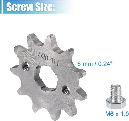 Miniatura 4 de X AUTOHAUX 1 Juego 520 Estilo 11 Dientes 20mm ID Piñones de Motor Delantero para Motocicleta Fit para 50cc 70cc 110cc 125cc Motocicleta Dirt Pit