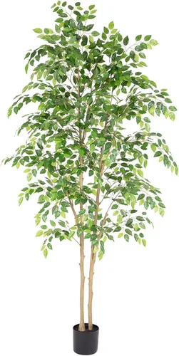 Miniatura 12 de Nafresh Árbol de ficus artificial alto resistente a los rayos UV, árbol de ficus sintético de 5 pies (60 pulgadas) con hojas realistas suaves