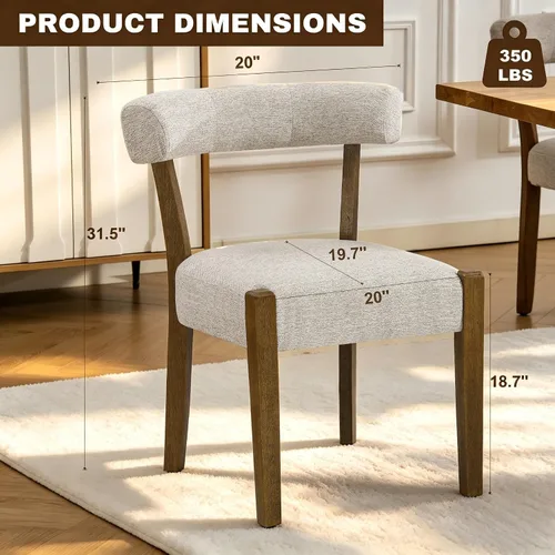 Miniatura 2 de RNKSFX Juego de 2 sillas de comedor modernas de piel sintética tapizadas para cocina y comedor, sillas modernas de madera de mediados de siglo, Beige