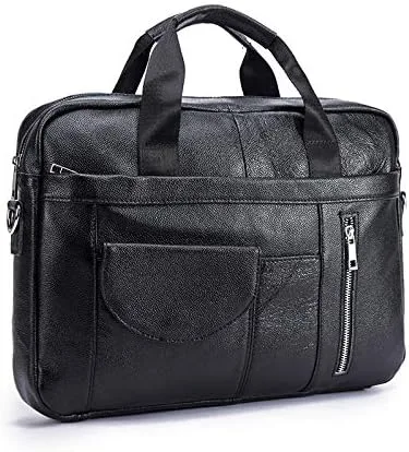 Miniatura 4 de Bolso de mensajero de cuero genuino para hombre, maletín para portátil, bolso de hombro para oficina, viajes de negocios con caja de regalo