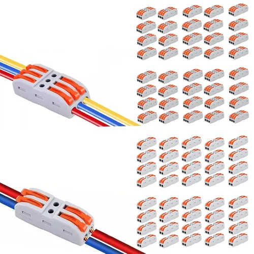 Miniatura 32 de Nineleaf Conectores de cable de palanca, conectores compactos de empalme de alambre en línea, terminales eléctricos modulares reutilizables 1 en 1