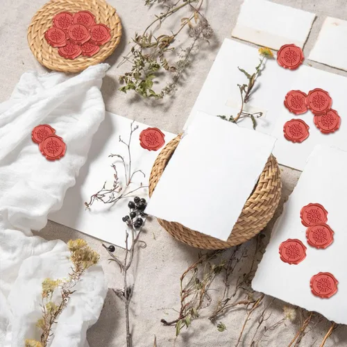 Miniatura 4 de CRASPIRE 50 calcomanías de sello de cera roja, brújula, autoadhesivas, sello de cera, sobre para invitación de boda, álbum de recortes, bricolaje