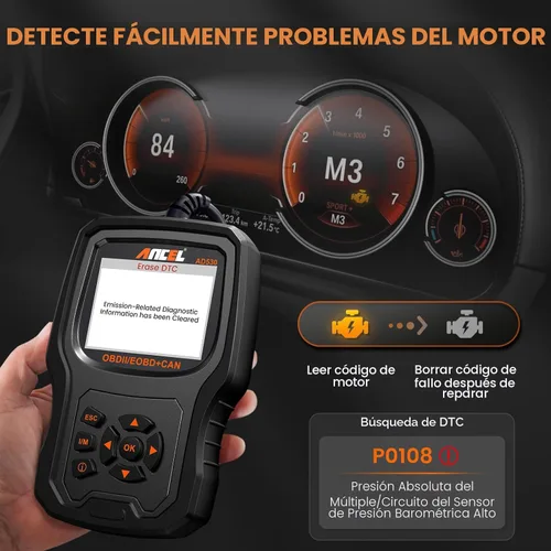 Miniatura 3 de ANCEL AD530 - Escáner OBD2 para automóvil, lector de código de diagnóstico con definición de código mejorada y gráficos de estado de la batería