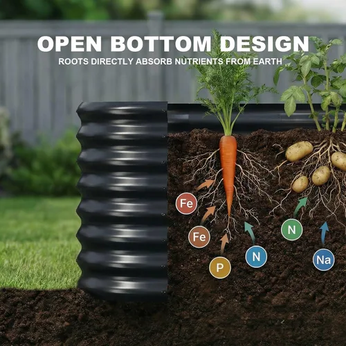 Miniatura 6 de AHEONLAR Paquete de 2 macetas elevadas galvanizadas de 4 x 2 x 2 pies para exteriores, ovaladas, resistentes y duraderas, para verduras, frutas