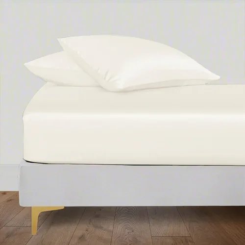 Miniatura 18 de LINENWALAS Tencel Lyocell Sábana bajera solo con ajuste seguro y cómodo en todo el contorno elástico de 16 pulgadas de profundidad, ropa de cama