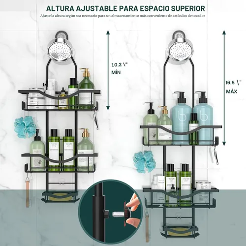 Miniatura 2 de Organizador de Ducha Colgante Ajustable, Organizador de Ducha a Prueba de Óxido de Longitud Extendida, Organizadores de Ducha Sobre Cabezal de Ducha