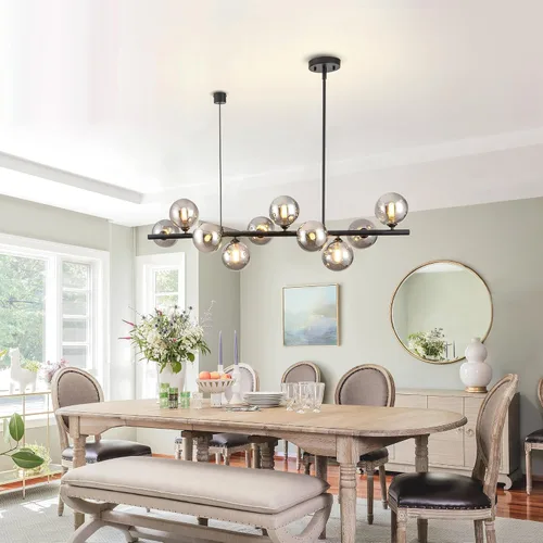 Miniatura 5 de Candelabros lineales para comedor de 10 luces, lámpara lineal moderna Sputnik, lámpara de techo Sputnik, luces de isla de 40 pulgadas para cocina