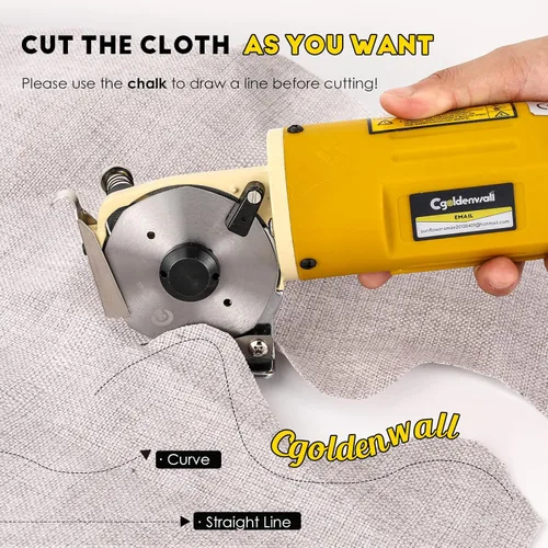 Miniatura 2 de CGOLDENWALL Cortador eléctrico rotativo de tela, multicapa, grosor de corte de 1 pulgada, para tela, cuero, alfombra, 2400 RPM, 110 V