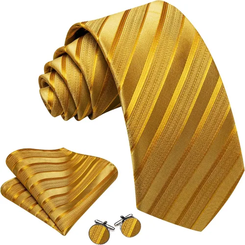 Miniatura 283 de Barry.Wang Juego de corbatas para hombre, corbata de seda a rayas, tejido a cuadros, gemelos formales, negocios, boda