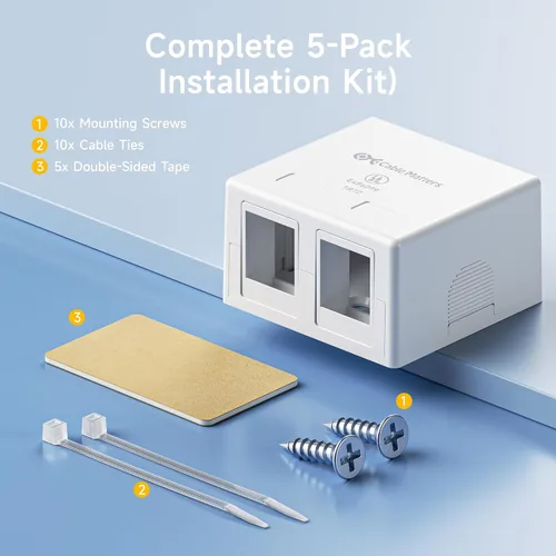 Miniatura 7 de Cable Matters Caja de montaje en superficie con conector Keystone de 2 puertos con certificación UL, color blanco