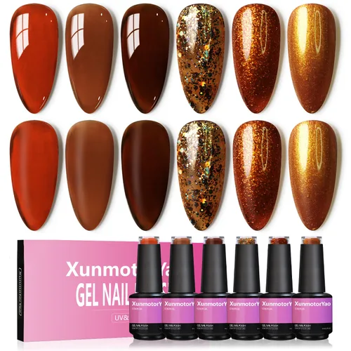 Miniatura 16 de Juego de esmaltes de uñas de gel, 6 colores, color rosa nude, kit de esmalte de uñas LED UV, kit de uñas Minicure para bricolaje, arte de uñas