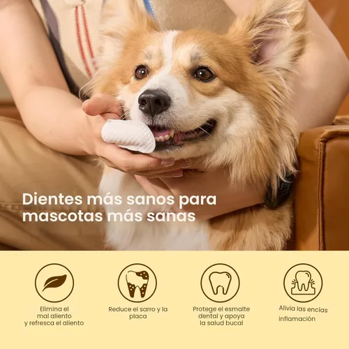 Miniatura 2 de HICC Pet Toallitas de limpieza de dientes para perros y gatos, elimina el mal aliento eliminando la placa y la acumulación de sarro, cepillo