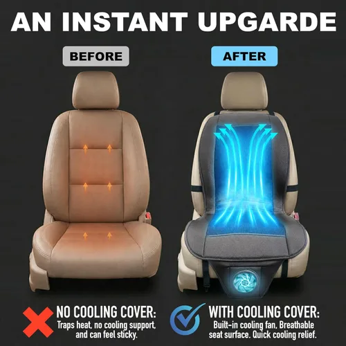 Miniatura 3 de ZONETECH Cojín de enfriamiento para asiento de auto 12V negro, temperatura ajustable, cómodo cubreasiento de auto