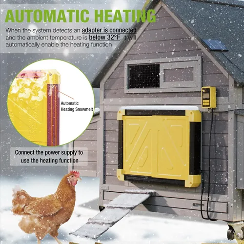 Miniatura 3 de GUTINNEEN Puerta automática de gallinero con energía solar, abridor de puerta de pollo automático para Chicken House Duck Run (negro)