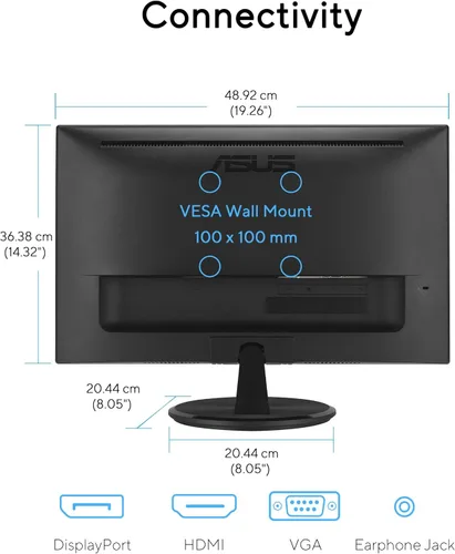 Miniatura 8 de ASUS Monitor de cuidado ocular de 22" (VP229QF) - 100Hz, IPS, Full HD, 99% sRGB, sin marco, sincronización adaptativa, DisplayPort, HDMI, luz azul
