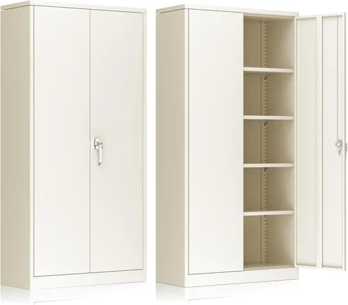 Miniatura 23 de INTERGREAT Armario de almacenamiento de metal con cerradura, gabinete de almacenamiento de metal con cerradura de 72 pulgadas de alto con puertas