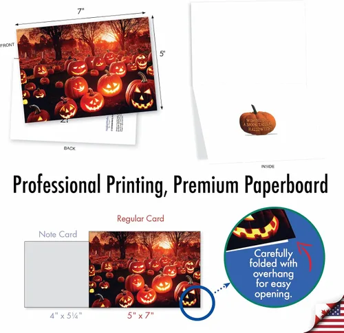 Miniatura 4 de NobleWorks Tarjeta de felicitación de Halloween con sobre de 5 x 7 pulgadas (1 tarjeta) calabazas brillantes - C10194BHWG
