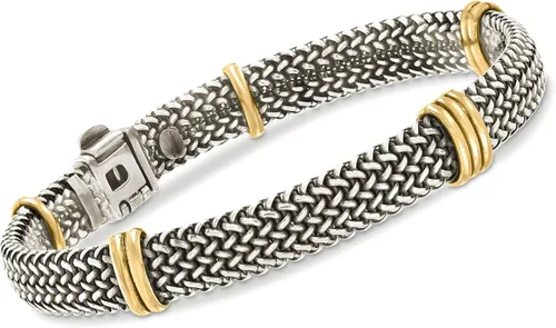 Miniatura 3 de Ross-Simons Italian Sterling Silver and 18kt Bonded Gold Woven Bracelet