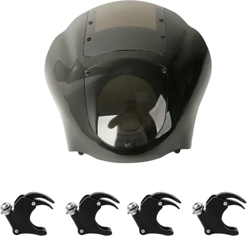 XFMT Carenado frontal desmontable de cuarto para motocicleta con parabrisas antiniebla y abrazaderas de montaje negro de 49 mm para Harley Sportster