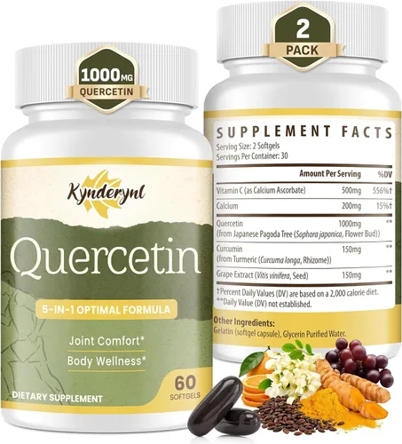 Miniatura 8 de Suplemento de quercetina de 1000 mg cápsulas blandas – Suplemento de salud articular para movilidad, flexibilidad y refuerzo antioxidante