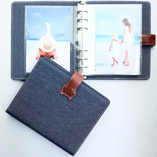 Miniatura 12 de Álbum de fotos de cabina de fotos - Cuaderno con purpurina de 6 anillas, carpeta brillante con 20 fundas para fotos de 2x6 - Se adapta a 80 tiras
