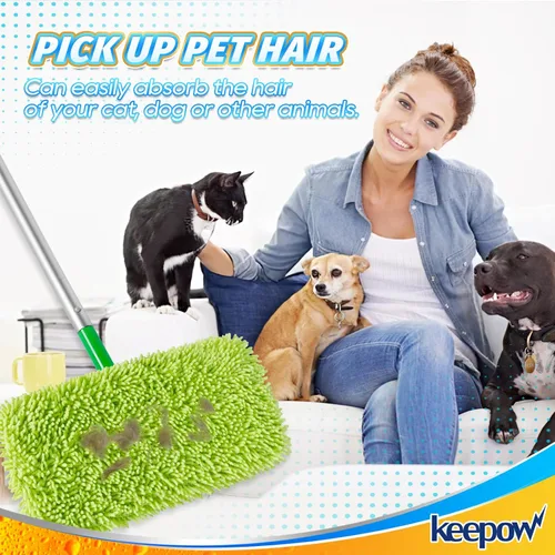 Miniatura 4 de KEEPOW Paños de barrido en seco reutilizables compatibles con Swiffer Sweeper, paños de trapeado húmedos lavables, almohadillas de trapeador