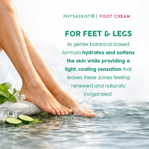 Miniatura 5 de PhysAssist Crema para pies con árbol de té – Crema hidratante profunda para pies y piernas para piel seca, cansada y sensible – Refrescante apoyo