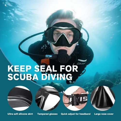 Miniatura 5 de Máscara de buceo para adultos – Máscara de natación antivaho, gafas de natación de visión amplia con cubierta para la nariz, gafas de esnórquel