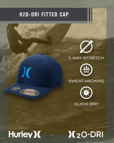 Miniatura 2 de Hurley Gorra de béisbol para hombre Gorra ligera de visera curvada H2O Dri ajustada para hombre
