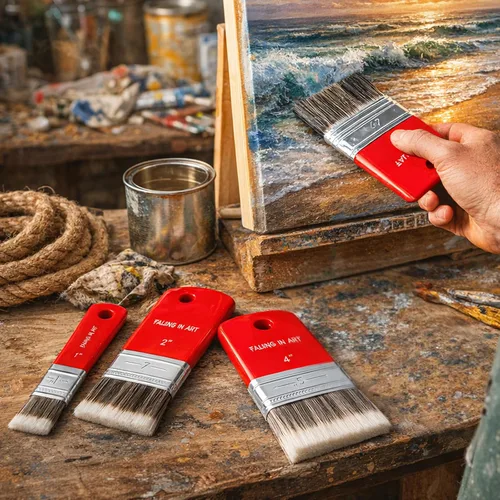 Miniatura 8 de Falling in Art Pincel plano de paleta para pintura, cepillo de escala para pinturas al óleo y acrílicas, 4 pulgadas