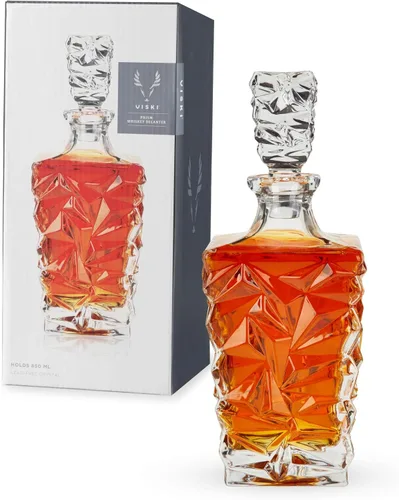 Miniatura 9 de Viski Seneca - Decantador de whisky de cristal facetado con tapón, elegante decantador de licor para bourbon, whisky, bebidas espirituosas, regalos